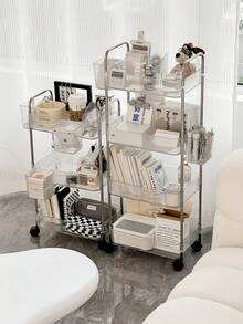 Acrylic Mobile Storage Rack, Multi-Layer Snack/Fruit/Vegetable Basket, Movable Kitchen Shelf - Multicolor - View 6