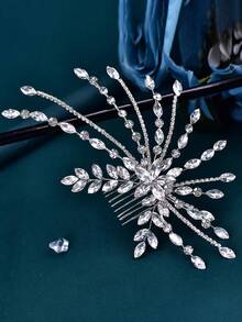 1pc Elegant Bridal Hair Comb Sparkling Rhinestone Hair Accessory Women Wedding Party Headpiece - Multicolor - View 4