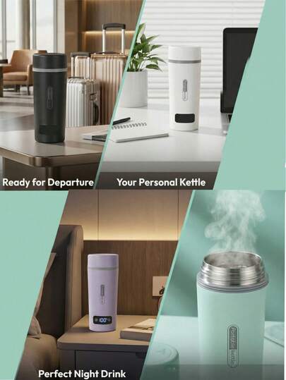 OCTAVO 智能恒温350毫升便携式电热水杯 - 快速烧水，带LED屏幕可调节温度。自动断电防止干烧。是旅行、办公和酒店的理想之选。