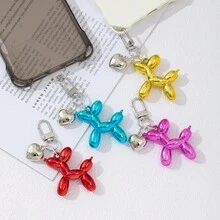 1pc Y2K Aesthetic Metallic Balloon Dog Keychain, Cute Bag Charm Pendant With Heart Decor, Fashion Backpack Accessory & Birthday Gift For Teenage Girls, Women And Animal Lovers - Balloon Dog - View 8
