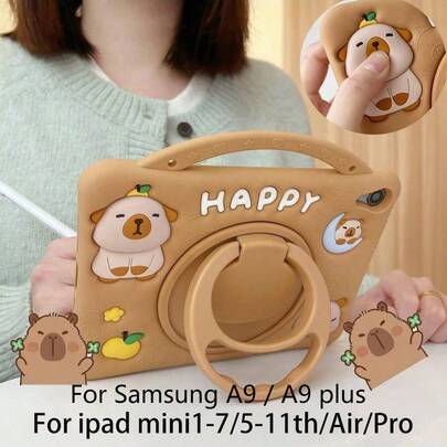 Funda protectora de tableta con soporte giratorio a prueba de golpes con diseño de capibara, adecuada para Mini/5/6/7/8/9/10/11/Air/Pro/A9 A9plus, económica y duradera, anti-contaminación y anti-caída, regalo ideal para vacaciones, Pascua o cumpleaños