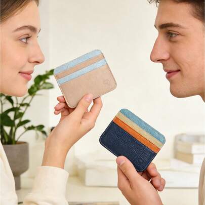 Ueasy Ví đựng thẻ bằng da PU siêu mỏng, tối giản với nhiều ngăn, ví chống trộm nhỏ gọn bỏ túi trước, hộp đựng thẻ tín dụng nhỏ gọn tinh tế dành cho nam, nữ và học sinh, thiết kế nhiều màu sắc thời trang, thích hợp đựng thẻ xe buýt và sử dụng hàng ngày.