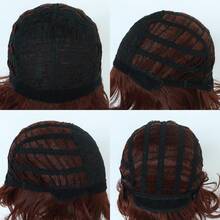 60s Retro Reddish Brown Short Curly Wig With Bangs, Voluminous Style, Heat Resistant Synthetic Hair For Daily & Cosplay - Coffee Brown - View 9