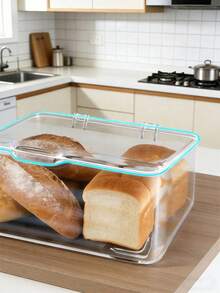 1pc High Capacity Stackable Transparent PET Bread Box, Minimalist Clear Display & Storage Container, Front Opening Design Keeps Baked Goods Fresh, Household Kitchen Cookie Storage Box - View 5