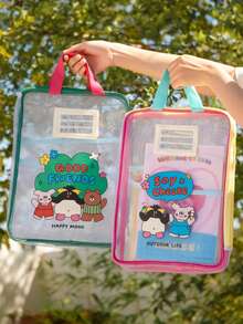 L-Shaped Zipper File Folder, Double-Layer Subject Classification File Bag, Transparent Zipper Storage Schoolbag - A5 - View 1