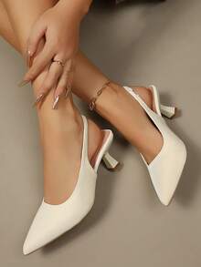 Sandalias de tacón alto con punta elegante y de moda para adolescentes - Blanco - Ver 3