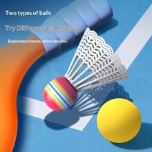 Raqueta de tenis para niños, raqueta de tenis de plástico con 1 pelota de tenis y 1 volante, adecuada para niños y niños pequeños para juegos deportivos al aire libre/interior - Multicolor - Ver 3