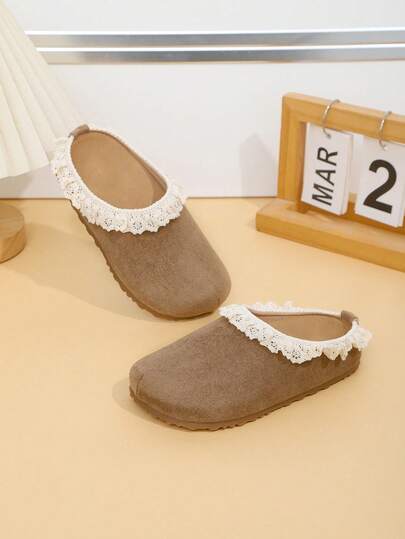 Cork Thick Sole Mule Slippers, Comfortable Slip-On Sandals, Retro Casual Closed Toe Slippers For Students (Size Runs Small, Suggest Ordering One Size Up)