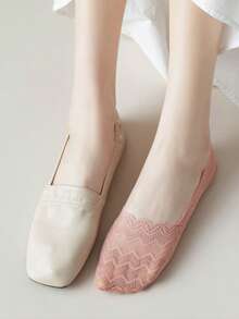 1/5/10 Pairs Of Women's Spring And Summer Lightweight Moisture Absorbing Breathable Lace Ripple Lace Boat Socks - Multicolor - View 5