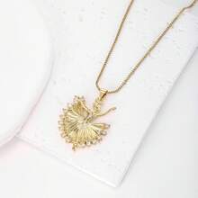 1件18K镀金铜芭蕾舞者锆石吊坠项链，奢华简约珠宝，女士礼物 - 金色 - 查看 7