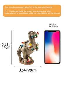 1件可爱恐龙装饰品，户外装饰，恐龙抱着圣诞老人树脂摆件，圣诞派对装饰 - 彩色 - 查看 8