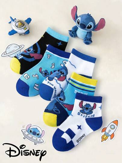  Colaboración de Disney - Calcetines infantiles con pegatinas de estrellas de bebé, set de 1/5 pares. Con diseños de pegatinas de estrellas lindas, con un diseño único y llamativo. La tela ultra suave y amigable con la piel es cómoda y no apretada, transpirable y absorbe la humedad.