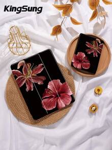 Kingsung Shockproof Floral Lily Flower Pattern Tablet Protective Case, Suitable For 9.7/10.2/10.5/10.9/12.9 Inch Pro 11 Inch, 10th Gen, Galaxy Tab S6 Lite 10.4 Inch, Kindle Paperwhite 12th Gen 2024, Kindle (11th Generation) 2022, Soft Shock-Proof, Support Smart Stand/Auto Wake/Sleep Spring Birthday Gift - Multicolor - View 9