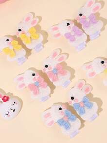 10pcs Easter Bunny Hair Clips For Girls Cute Bunny Embroidery Alligator Clips Cute Hairpins Holiday Barrettes Casual Festive Party Hair Clips Easter Gifts Baby Hair Accessories Sweet Girls Easter Photo Props - Multicolor - View 2