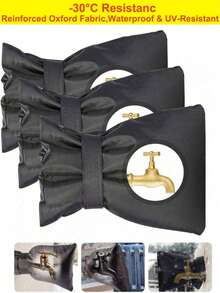1/3 piezas Cubierta anticongelante para grifo de exterior - Cubierta de aislamiento para grifo de exterior, Calentador de grifo de caravana, Protector de grifo a prueba de heladas, Adecuado para grifos de jardín en clima frío, Protección contra el invierno en el hogar, Protección para climas desérticos, Accesorio esencial para tuberías de agua para prevenir el congelamiento en invierno, Fácil instalación sin herramientas - Negro - Ver 2