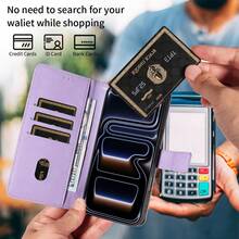 1个真皮翻盖钱包式手机壳,兼容 17 Pro Max/Galaxy A56,简约时尚手机保护套 - 紫色 - 查看 7