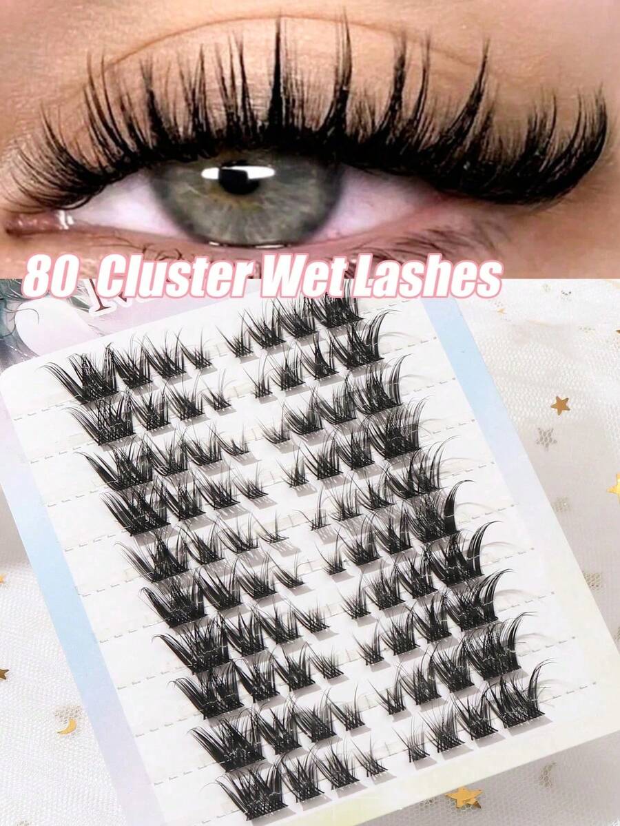 80PCS (8-15mm) Of Fox Eyelash D Curly Mink Eyelash Expansion, Natural Appearance And Soft Personal Long Eyelashes. Lash Clusters - C - View 1