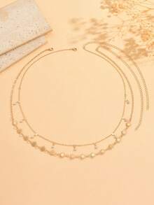 2pcs/Set Fashionable & Elegant Women's Waist Chain, Gold Sun Charm With Rhinestones, Handmade Chain Adjustable Length Body Chain, Suitable For Daily Wear, Dates, Outings, Beach Vacations - Gold - View 3