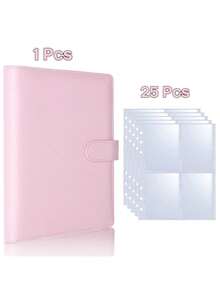 1 Set Premium Multifunctional A5 Photo Card Loose-Leaf Album, Fashionable Album Design, Compact & Durable, PU Leather Loose-Leaf Notebook Cover, Loose-Leaf Organizer Suitable For Daily Planning, Notes, Office Supplies, Card Collection - Multicolor - View 33