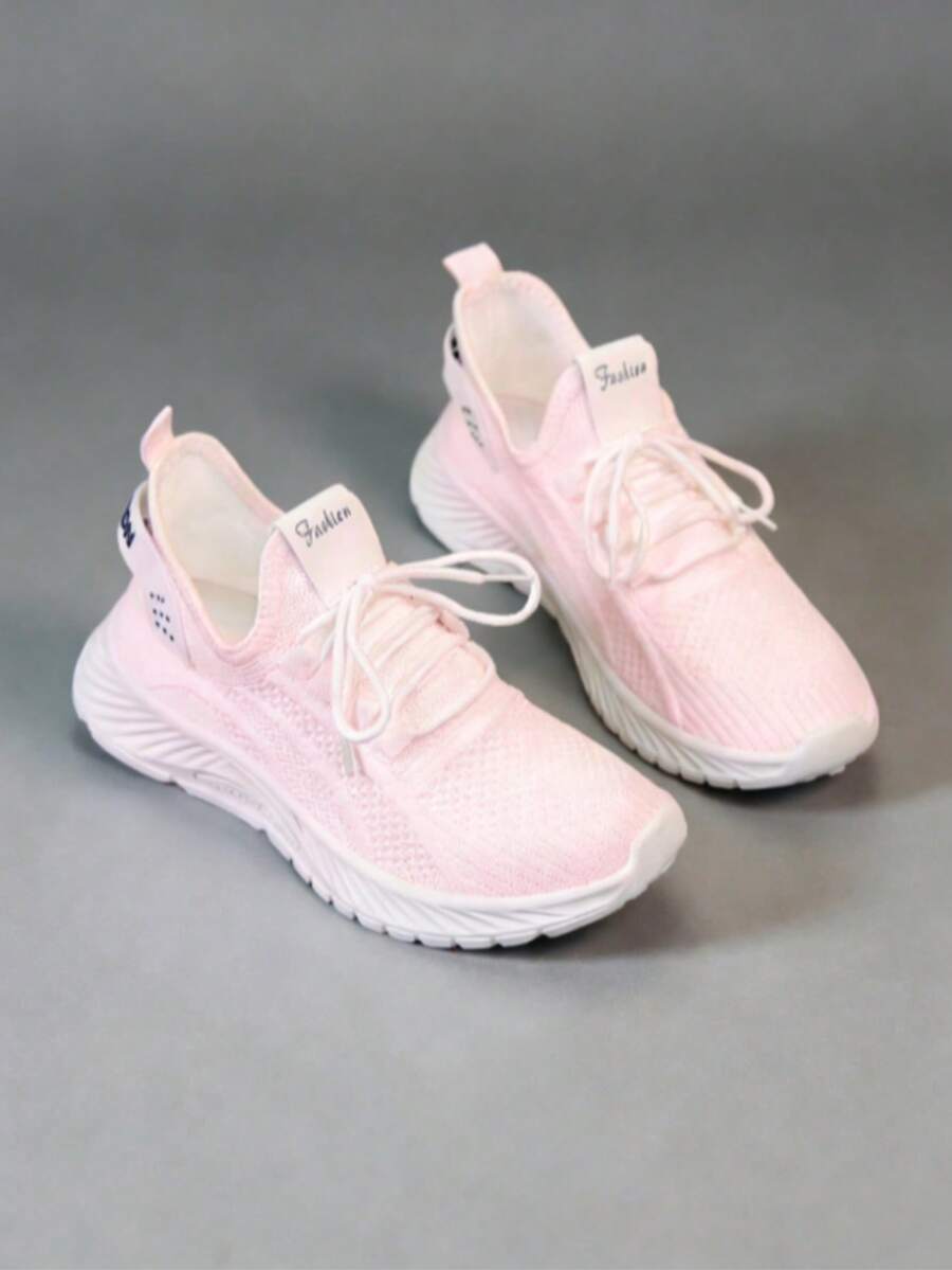 2026 New Women's Casual Sports Shoes, Solid Color Lace-Up Slip-On Shoes, Wear-Resistant EVA Insole, Women's Tennis Shoes, Indoor Sports, Outdoor Hiking, Autumn And Winter Women's Shoes - 粉色 - 查看 1