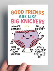 1 Thiệp chúc mừng sinh nhật bạn thân hài hước | 'Bạn thân giống như chiếc quần lót cỡ lớn' - Lời chúc mừng hài hước dành cho chị em gái, Quà tặng chơi khăm dễ thương, Thiết kế hoạt hình, Chất liệu giấy, Tiếng Anh - Mảnh duy nhất - Xem 7