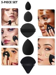 50-10pcs Makeup Sponge Set, Makeup Blender, Professional Makeup Blending Sponge Wholesale, Hoarding, Super Soft Concealer Sponge, Facial Makeup Tools, Suitable For Foundation, Powder, Toner - màu đen - Xem 6