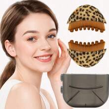 1/3pcs New Leopard Print Lymphatic Contour Face Brush, Dry Brush For Face, Chin And Jawline Lymphatic Drainage Massager, Ergonomic Design Precisely Fits Skin, Relieves Fatigue - Multicolor - View 1