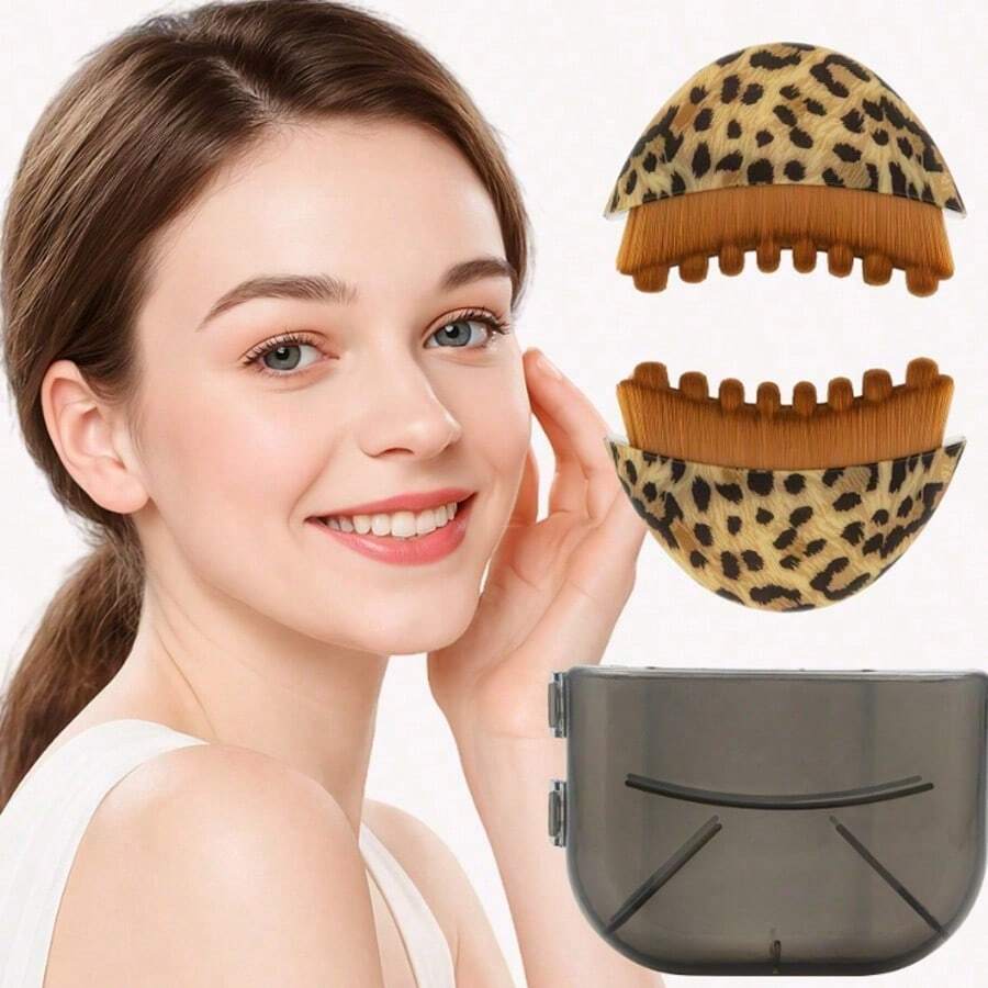 1/3pcs New Leopard Print Lymphatic Contour Face Brush, Dry Brush For Face, Chin And Jawline Lymphatic Drainage Massager, Ergonomic Design Precisely Fits Skin, Relieves Fatigue - Multicolor - View 1