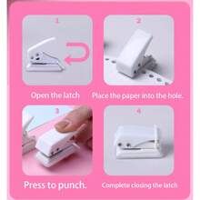 4Pcs Single Hole Punch 10 Sheets Circle Punch Capacity Mini 1/4 Inch Hole Puncher With Non-Slip Removable Base For Crafts Scrapbooks - A - View 11