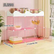 可堆叠双层猫屋，带储物架的模块化猫笼 - 彩色 - 查看 3