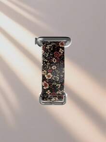 黑色复古花卉图案单条柔软弹性透气腕带，适用于三星、荣耀智能手表，尺寸可选38mm、40mm、41mm、42mm、46mm、45mm、44mm、49mm；时尚休闲硅胶表带，适用于苹果手表Ultra系列SE/11/10/9/8/7/6/5/4/3/2/1 - 彩色 - 查看 4