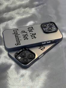 Minimalist Dark Style English Slogan Phone Case, Matte Gray Frosted Material, Smooth Texture, Enhancing Premium And Modern Feel; Thickened Silicone Protective Ring Around Camera Module, Precisely Fit Camera Bump, Compatible With Iphone/ Galaxy/ / / // /Honor - Multicolor - View 2