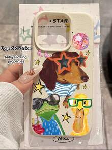 1 chiếc ốp lưng điện thoại tối giản màu cam hình chó, vịt, ngôi sao, chống nước, chống sốc, chống trượt, chất liệu giả da mềm mại, thích hợp làm quà tặng sinh nhật/ngày lễ cho bạn bè, gia đình, người yêu, phù hợp với nhiều kích cỡ điện thoại. - Nhiều màu - Xem 1