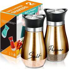 Salt And Pepper Shakers Set,4 Oz Glass Bottom Salt Pepper Shaker With Stainless Steel Lid For Kitchen Cooking Table, RV, Camp,BBQ Refillable Design (Copper) - Copper - View 11