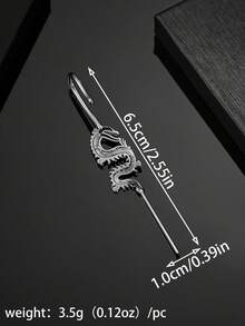 1个不锈钢闪电十字架和蛇龙朋克风单耳夹，男士款 - 中國龍 - 查看 3
