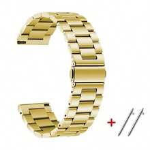 1pc Unisex Solid Stainless Steel Triple Bead Double Fold Clasp Watch Band, Compatible With Samsung Galaxy Watch 6/5/4, Watch, Watch, 22mm/20mm - 20mm - View 6