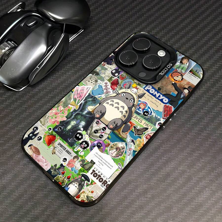 Collage de personajes de anime: colorido, caprichoso y nostálgico.funda de teléfono Fundas compatibles con ,Apple,VIVO,OPPO,,, y Honor.Fabricadas en silicona TPU,ofrecen protección contra golpes y caídas. - Negro - Ver 1