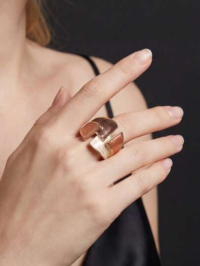 Cring Coco خاتم بوهيمي عصري بنمط هندسي مرن لون خاكي، مناسب للنساء للاستخدام اليومي، الحفلات، المناسبات، عيد الحب، عيد الأم، هدية مجوهرات عيد الميلاد