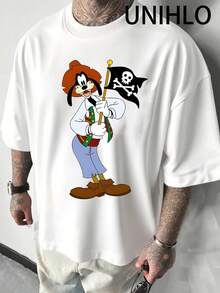 Disney UNIHLO Pattern  Print  Summer Casual Versatile Pure Cotton T-Shirt Suitable For Any Place - trắng - Xem 1