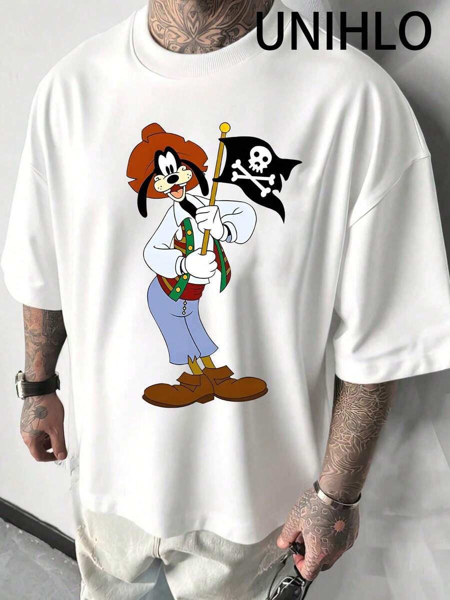 Disney UNIHLO Pattern  Print  Summer Casual Versatile Pure Cotton T-Shirt Suitable For Any Place - trắng - Xem 1
