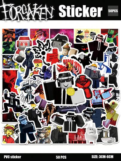 50pcs Project:RLBX, Forsake, Forsaken-Mafioso, Don Sonnelino, Team Cookidd Join Tody, Eilliot, Mafioso Themed Sticker Pack, Cartoon Funny Character Doodle Stickers For Luggage, Laptop, Bicycle, Motorcycle, Stationery, Scooter, Furniture, Fridge, Phone, Cup, Helmet, Car, Great Gift For Friends, Family, Fans