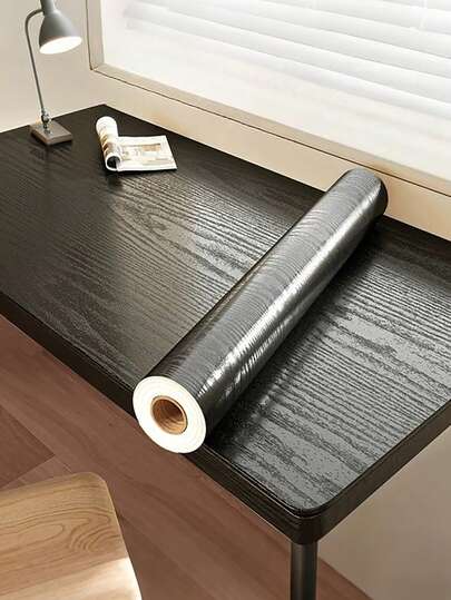 黑色木纹贴纸，木纹保护贴纸，防油，防水，防霉，可移除壁纸，家具用品，经济实惠，厨房装饰，家居装饰配件，适用于家具、台面、墙壁、桌面和橱柜表面的保护和翻新。