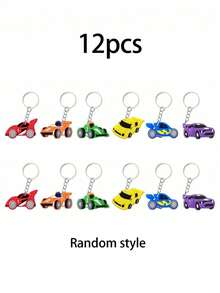 24个赛车钥匙扣，赛车主题派对礼品，硅胶材质，可重复使用，适合生日派对，可用作礼品袋填充物，赛车主题派对装饰，派对礼品，派对礼品袋填充物，赛车主题派对，“启动引擎”生日派对，塑料钥匙扣，赛车主题派对扣环，DIY钥匙扣 - 彩色 - 查看 11