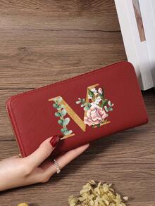 Fashion Women's Wallet, Simple And Portable Long Wallet, Vibrant Letter Printing Design, Lightweight And Durable, Suitable For Daily Use - Burgundy - View 19