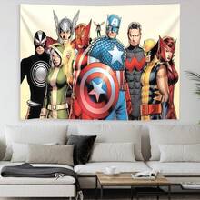 以海贼王超级英雄团队为主题的挂毯海报，包含雷神、金刚狼和罗刹等角色。适合装饰客厅、卧室和其他家居场所的墙面。 - A - 查看 5
