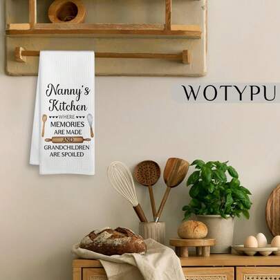 2/4/6/8/10/12PCS Nanny'S Kitchen Towels With "Nanny'S Kitchen" & Grandchild Names Personalization - Cute Grandma Gift For Birthday, Christmas, Shower - Reusable Dishcloths & Tea Towels For Nannie, Grandmother From Grandkids, Super Absorbent Kitchen Towels, Cleaning Cloths, Soft & Durable, Machine Washable, Multi-Functional Holiday Decor, Birthday Present For Family & Friends, Outdoor Party Supplies, Suitable For Cooking, Baking, Bathroom, Dining Table Decoration - Perfect Home Decor Choice. Kitchen Decor, Kitchen Cleaning, Holiday Party Decoration, Kitchen & Bathroom Essentials,  Housewarming Gift. Suitable For Valentines, Christmas Day, Halloween, Thanksgiving Day, Easter Day, Mother'S Day, Father'S Day, Back To School Season