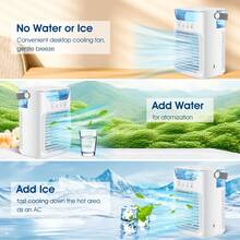 Hailicare 便携式三速空气冷却风扇，带加湿功能 - 700毫升水箱，10小时续航，2种喷雾模式，风速可调，USB供电，静音运行，适用于家庭、办公室和旅行，不含充电电池，需外接电源，适用于10平方米的桌面便携式风扇 - 其他 - 查看 2