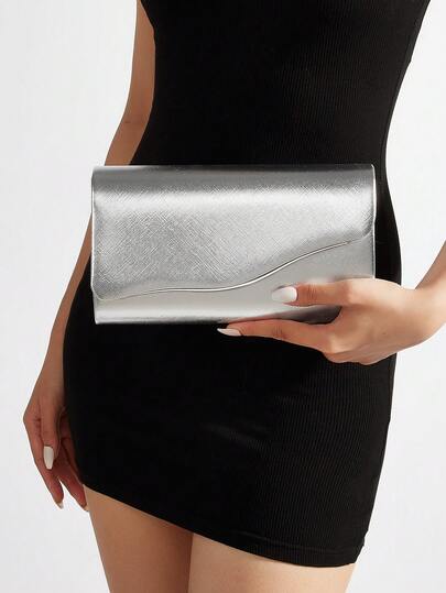 REMANLAND Luxurious And Elegant Metallic PU Envelope Clutch, Featuring A Shiny PU Finish, Wavy Flap Design And Classic Envelope Silhouette. It Is A Sophisticated And Glamorous Accessory For Dinner Parties, Formal Events And Romantic Dates, Making It An Ideal Gift For Women Who Love Refined And Elegant Styles.