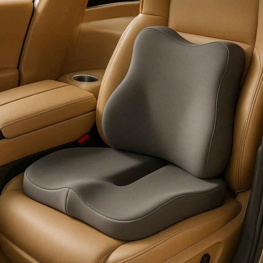 One Ergonomic Memory Foam Mattress With A Central Groove Design - Air Pressure And Posture Support, Made Of Polyester Fiber, Suitable For Office, Home, And Car Use - White/Black, Designed For Long Periods Of Sitting, Promotes Good Posture, Durable And Comfortable. - 黑色+灰色 - 查看 1