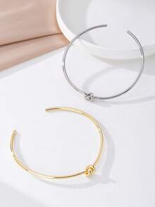 1pc Fashionable Minimalist Twist Metal Choker Necklace, Adjustable Size Suitable For Women Daily, Party, Outing Wear - Knotted Collar - View 6
